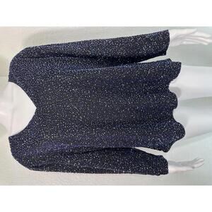 Brilliante By J.A. 3X Hand Beaded Black Blue Sequin Evening Top Plus